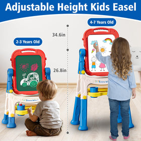 Basytodio magnetic chalkboard easel supports hands-on art and magnets for learning.