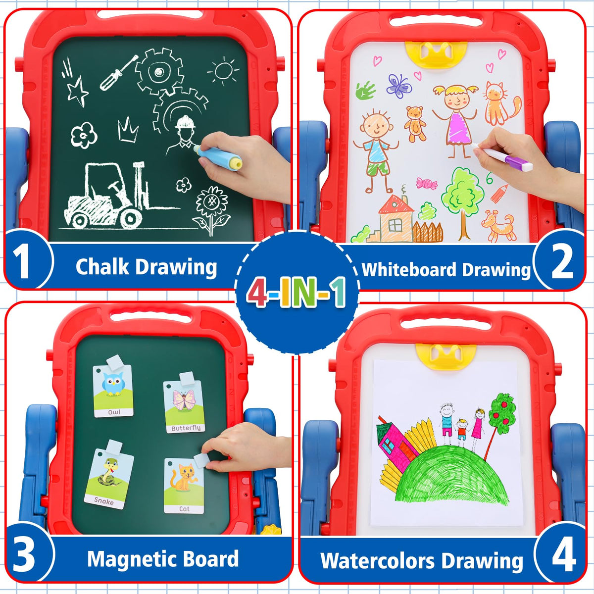 Basytodio adjustable-height easel grows with your child for comfy drawing.