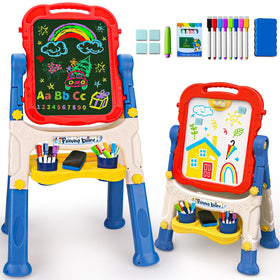 Basytodio Kids Easel 360° rotation with double-sided board for creative learning.