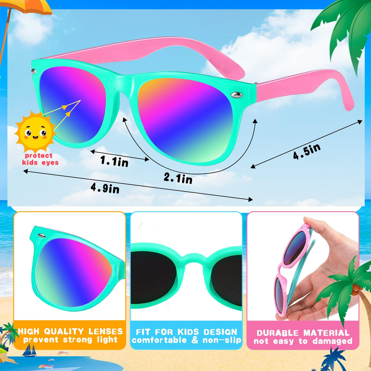 Basytodio kids sunglasses neon pink ideal for outdoor play and stylish party favors