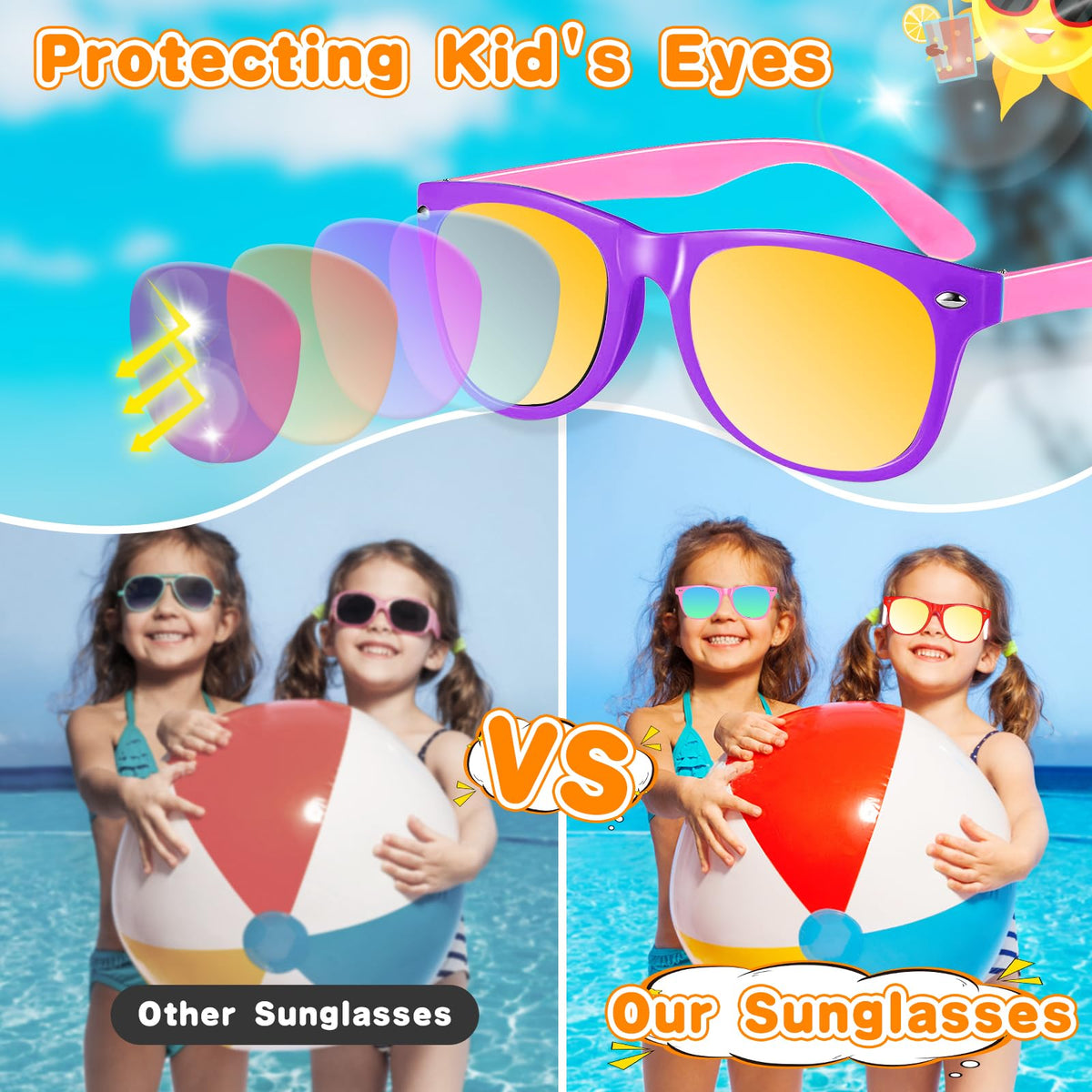 Basytodio kids sunglasses neon purple suited for outdoor adventures and school events