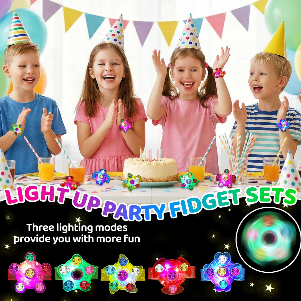Basytodio LED fidget bracelet glow yellow for rewards and games.