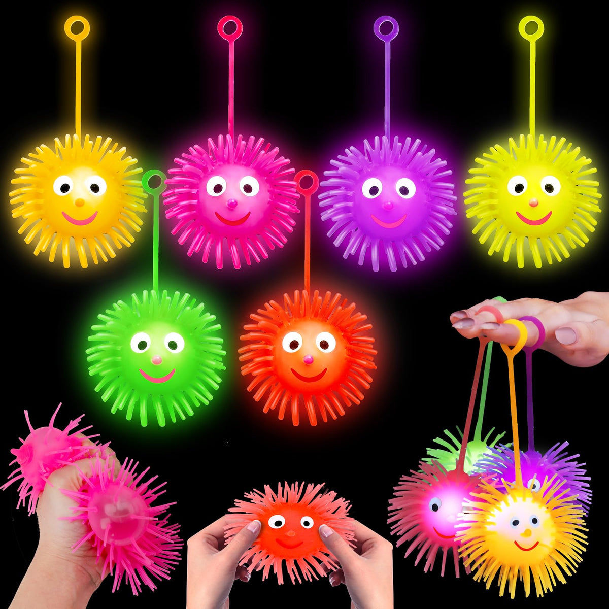 Basytodio LED puffer ball glowing in multiple colors for nighttime party fun