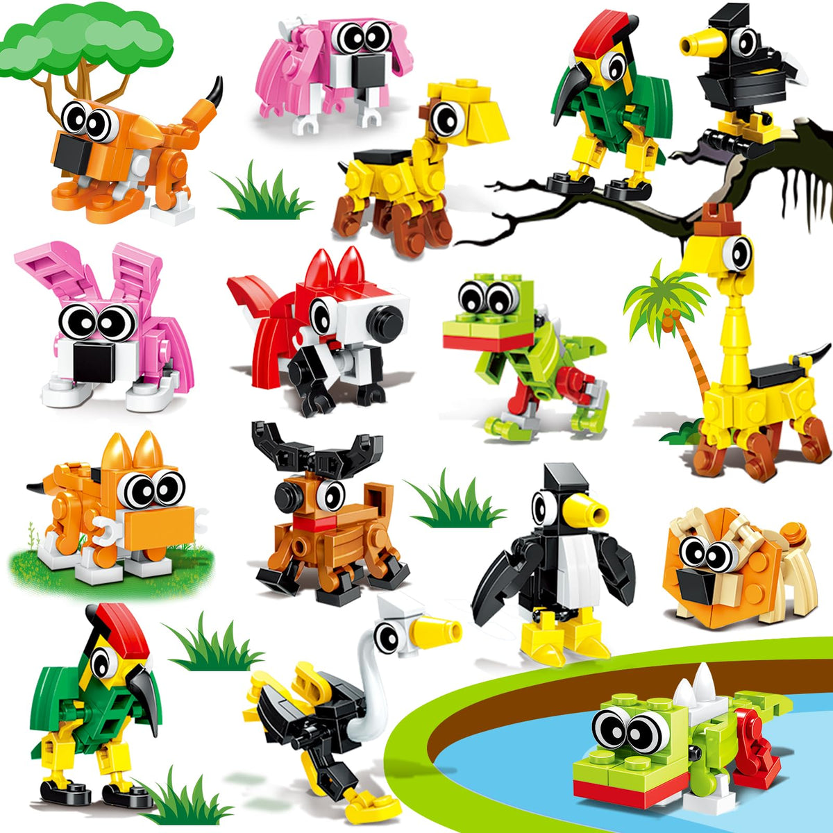 Basytodio mini animal blocks pack for kids' party favors and creative play