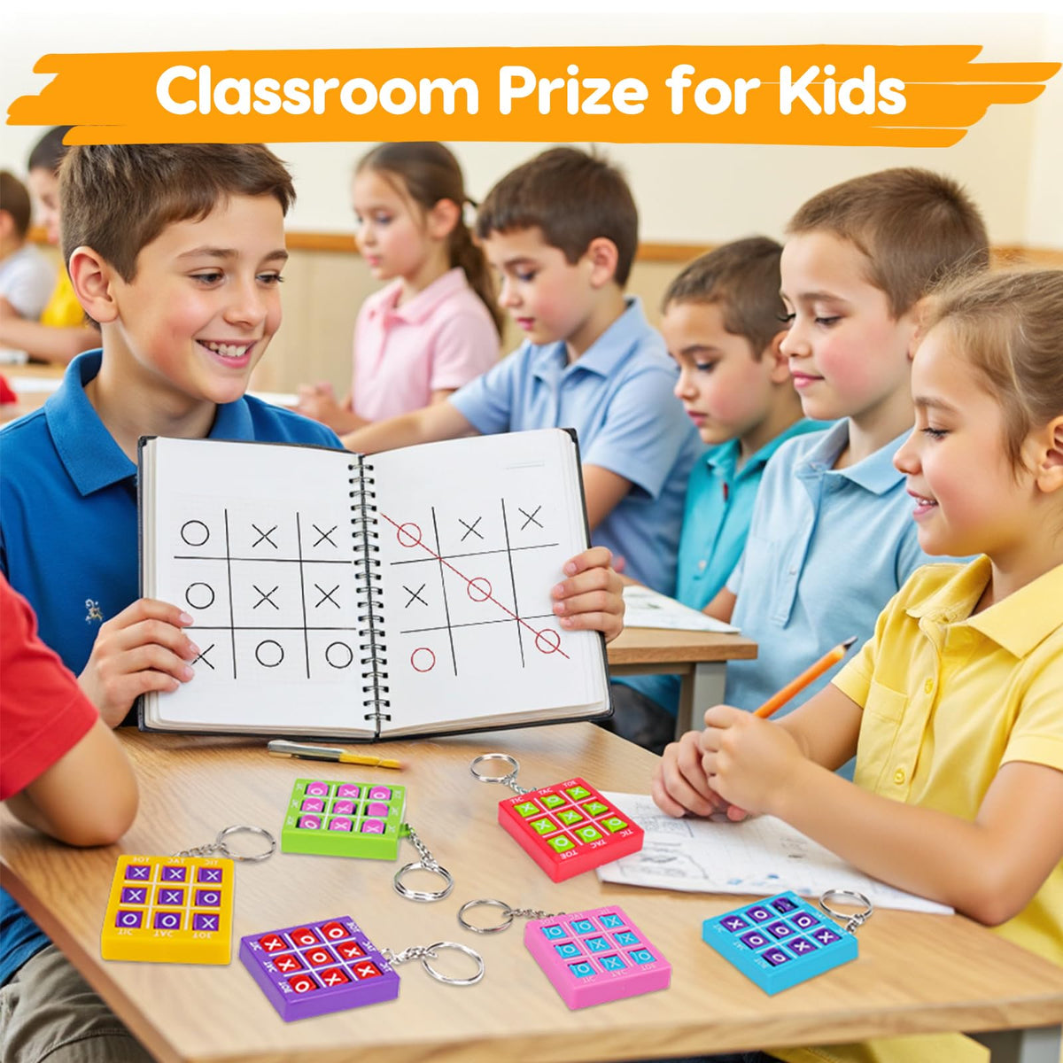 Colorful classroom prizes encourage logical play and engagement.
