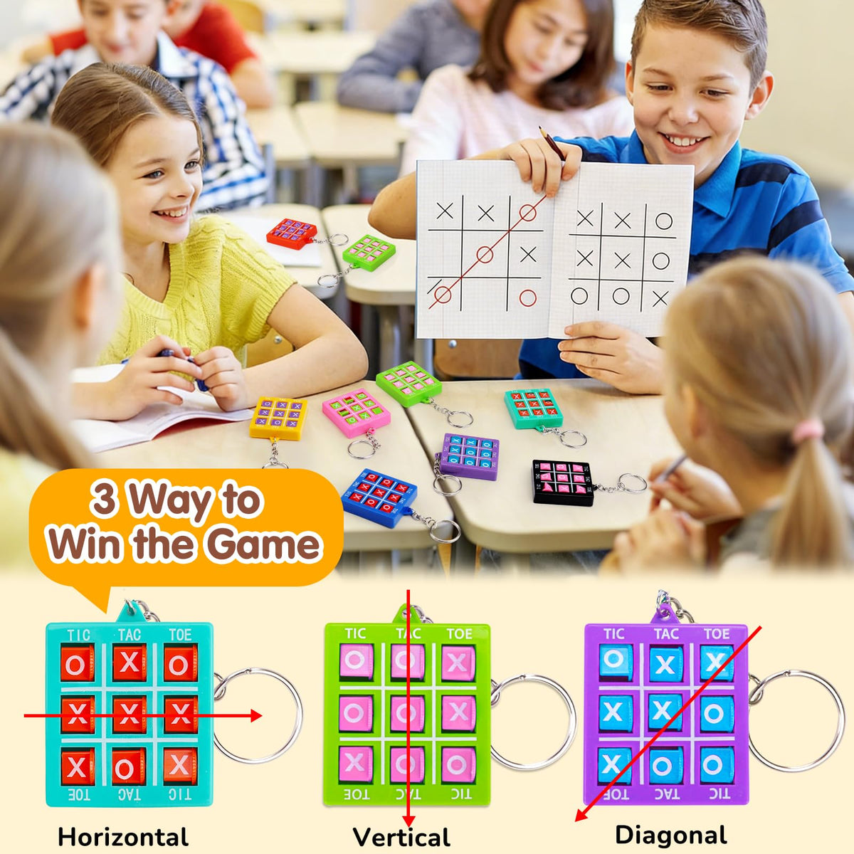Basytodio Tic Tac Toe keychain in hand shows portable, lightweight play.