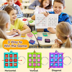 Basytodio Tic Tac Toe keychain in hand shows portable, lightweight play.