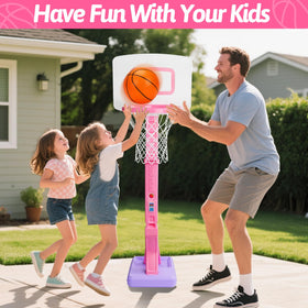 Basytodio pink hoop for pool play brings splashy family fun.