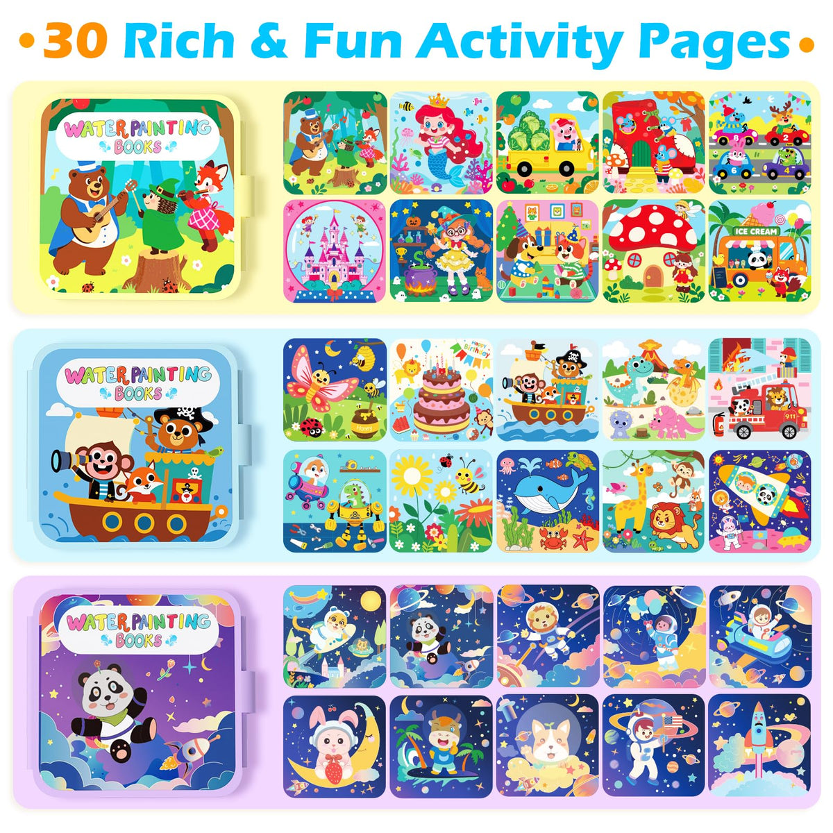 BathKITS animal themed pages inspire color-with-water creativity for little artists