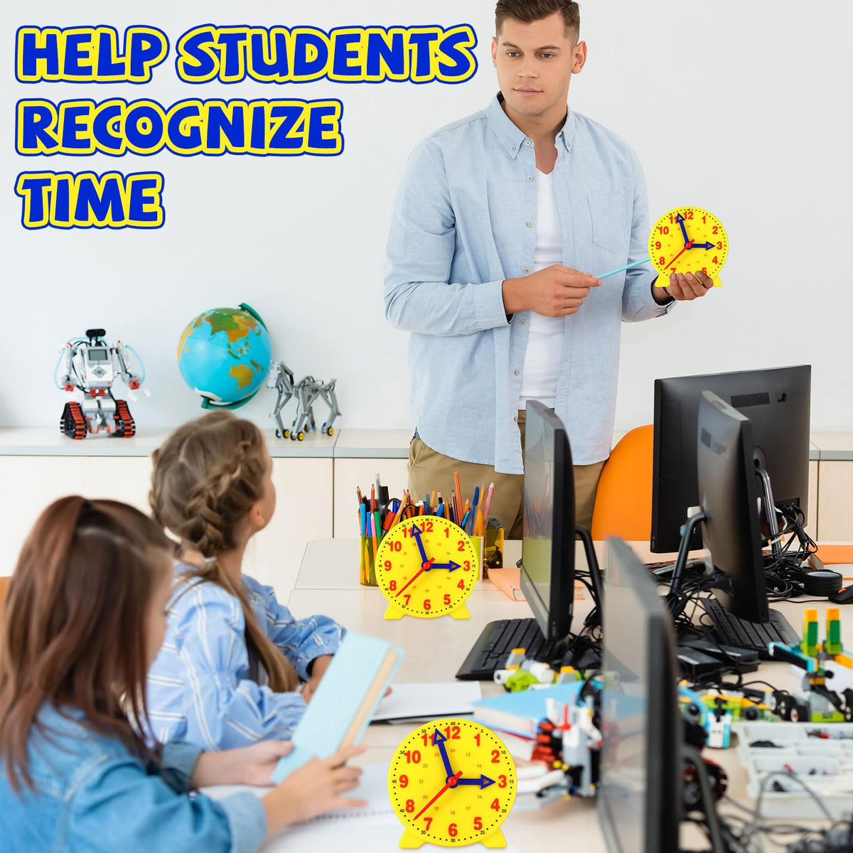 Batiyeer durable plastic teaching clocks withstand classroom use.