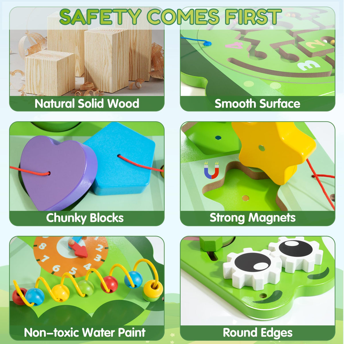 Batlofty 9-in-1 sensory wall gears in motion supports cognitive engagement and tactile play.