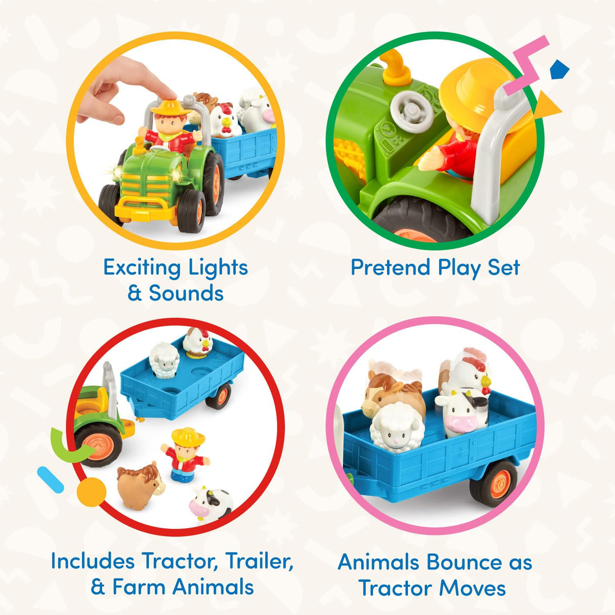 Battat animals set with horse, sheep, cow, and chicken for barnyard role play