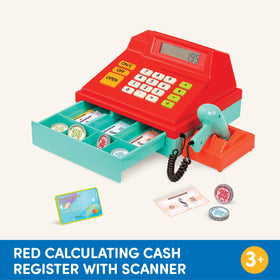 Battat cash register with scanner coins and bills display for authentic transactions