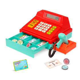 Battat cash register with scanner front view beeps for realistic pretend shopping