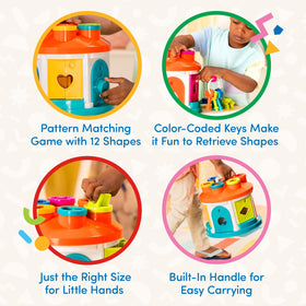 Battat Shape Sorter House door opens to reveal matching opportunities.