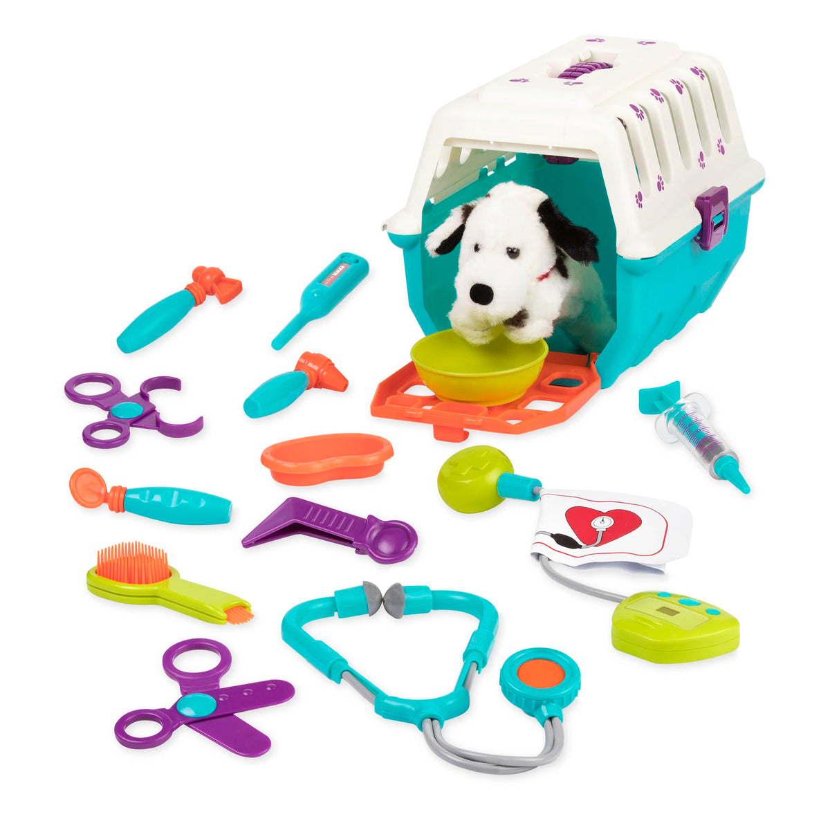 Battat veterinarian set with puppy crate supports portable pretend clinic play