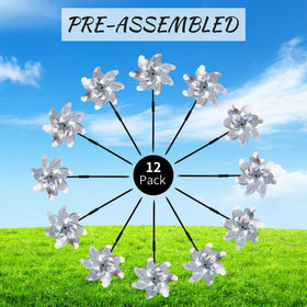 BATTIFE reflective pinwheels rotate with wind for constant garden display.