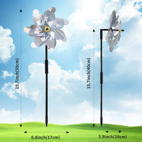BATTIFE sparkly laser pinwheel for garden bird deterrence and sparkle.