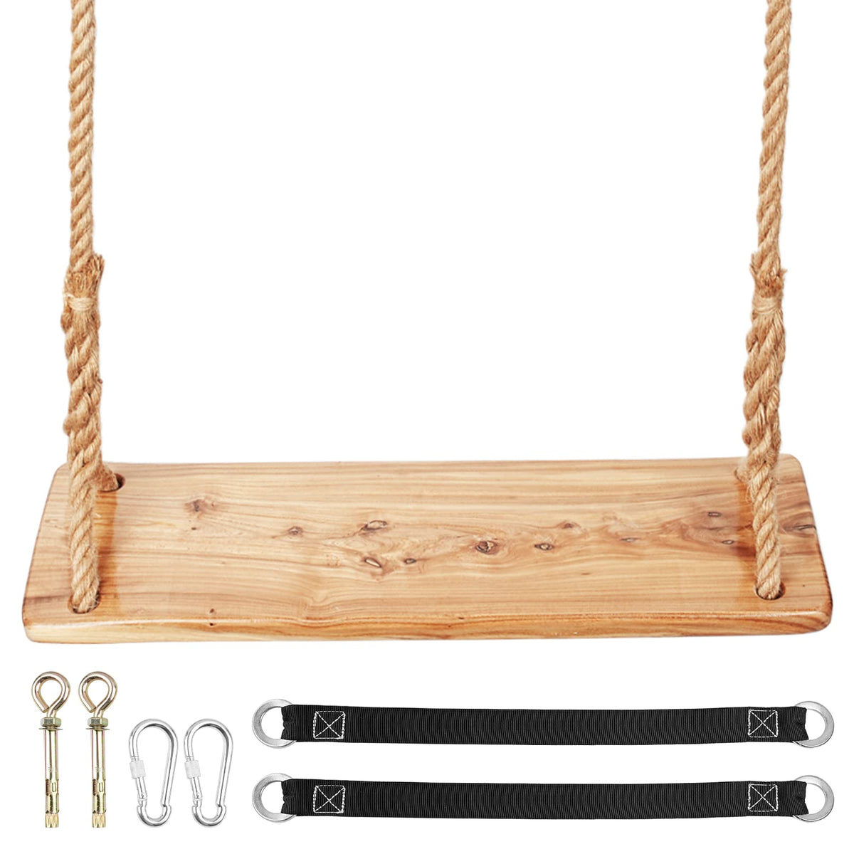 BATTIPAW wooden tree swing in outdoor yard setup for family fun.