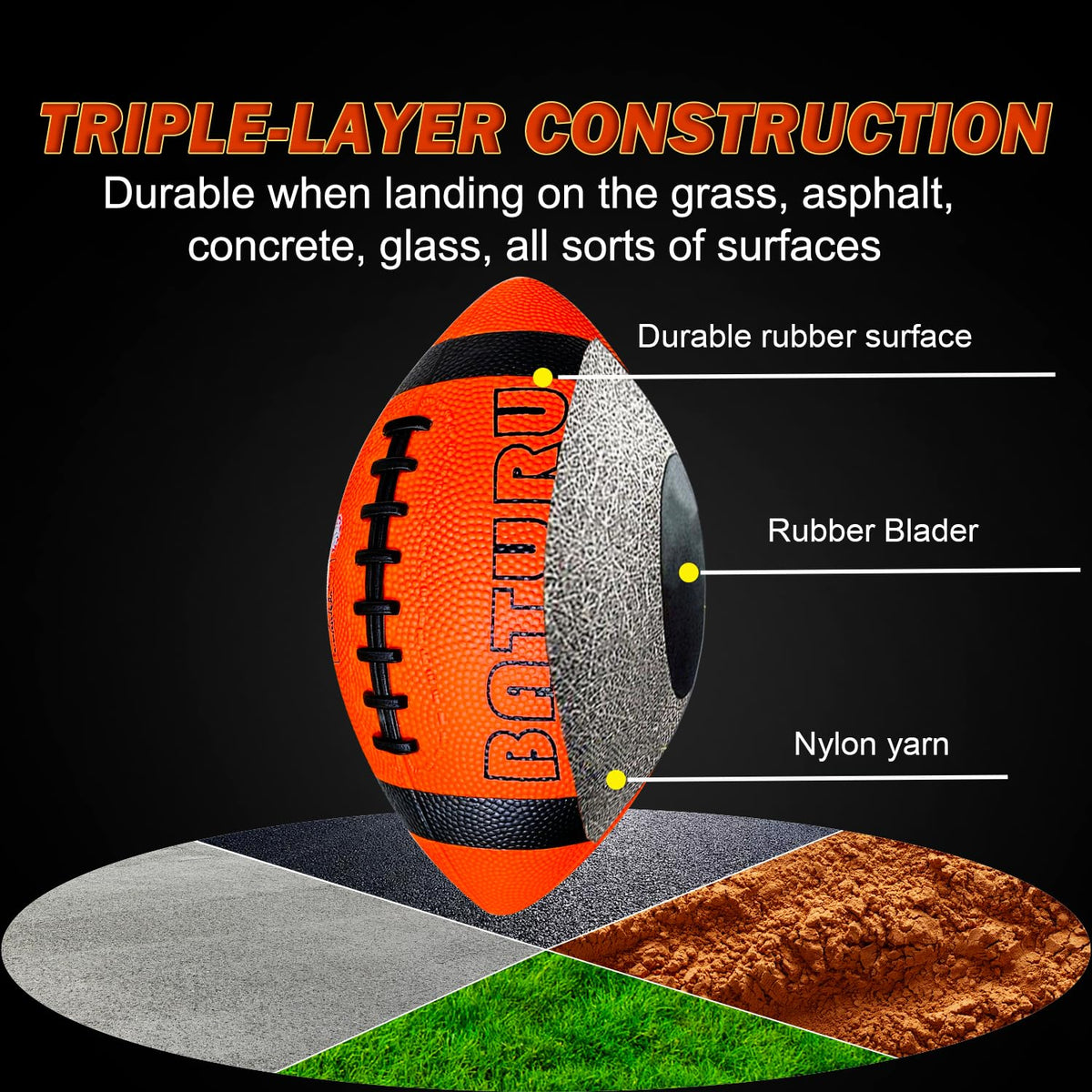 BATURU Glow Football image of complete package: ball, pump, manual