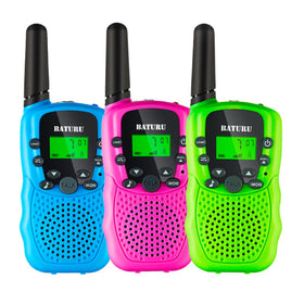 BATURU walkie-talkies for kids showing 3-mile range for outdoor play