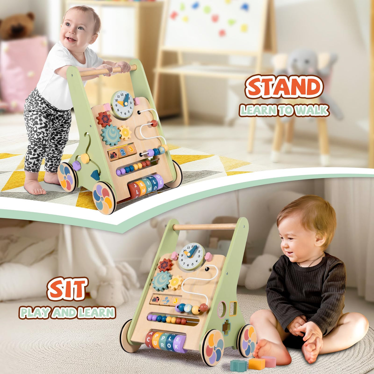Bautia walker bead maze promotes hand eye coordination during mobility play