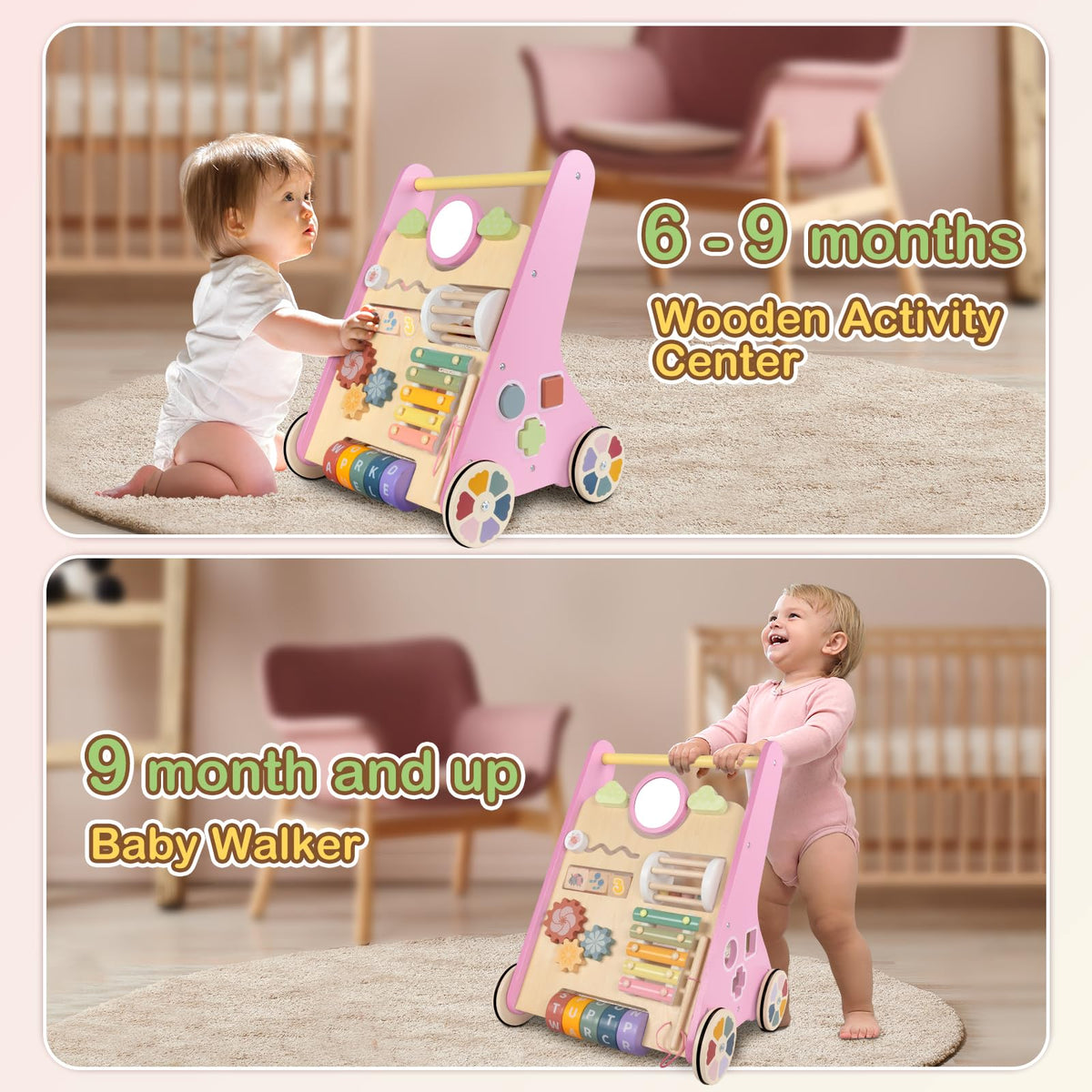 Bautia walker panel demonstrates interactive learning features for babies.