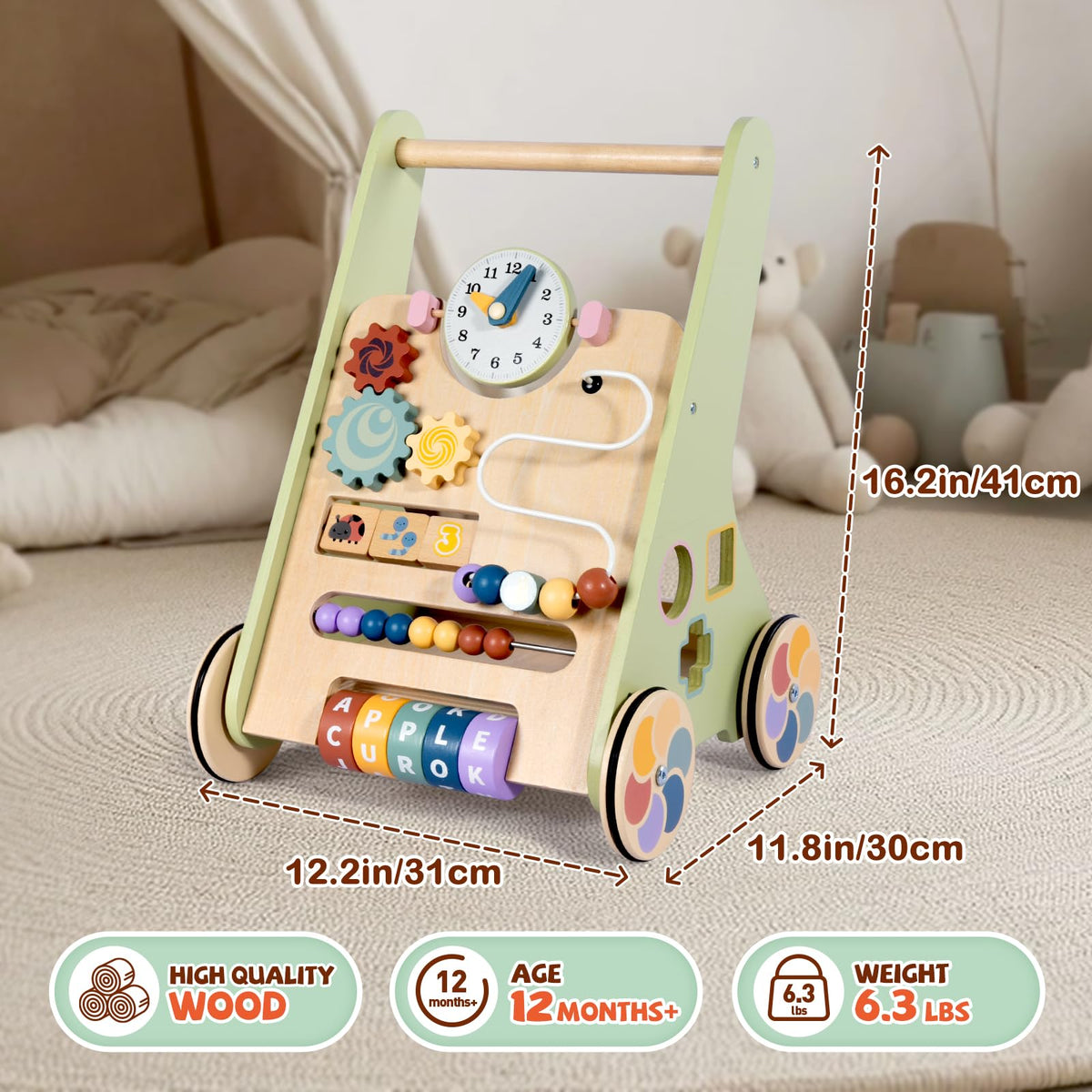 Bautia walker with spinning gears adds motion and discovery to practice