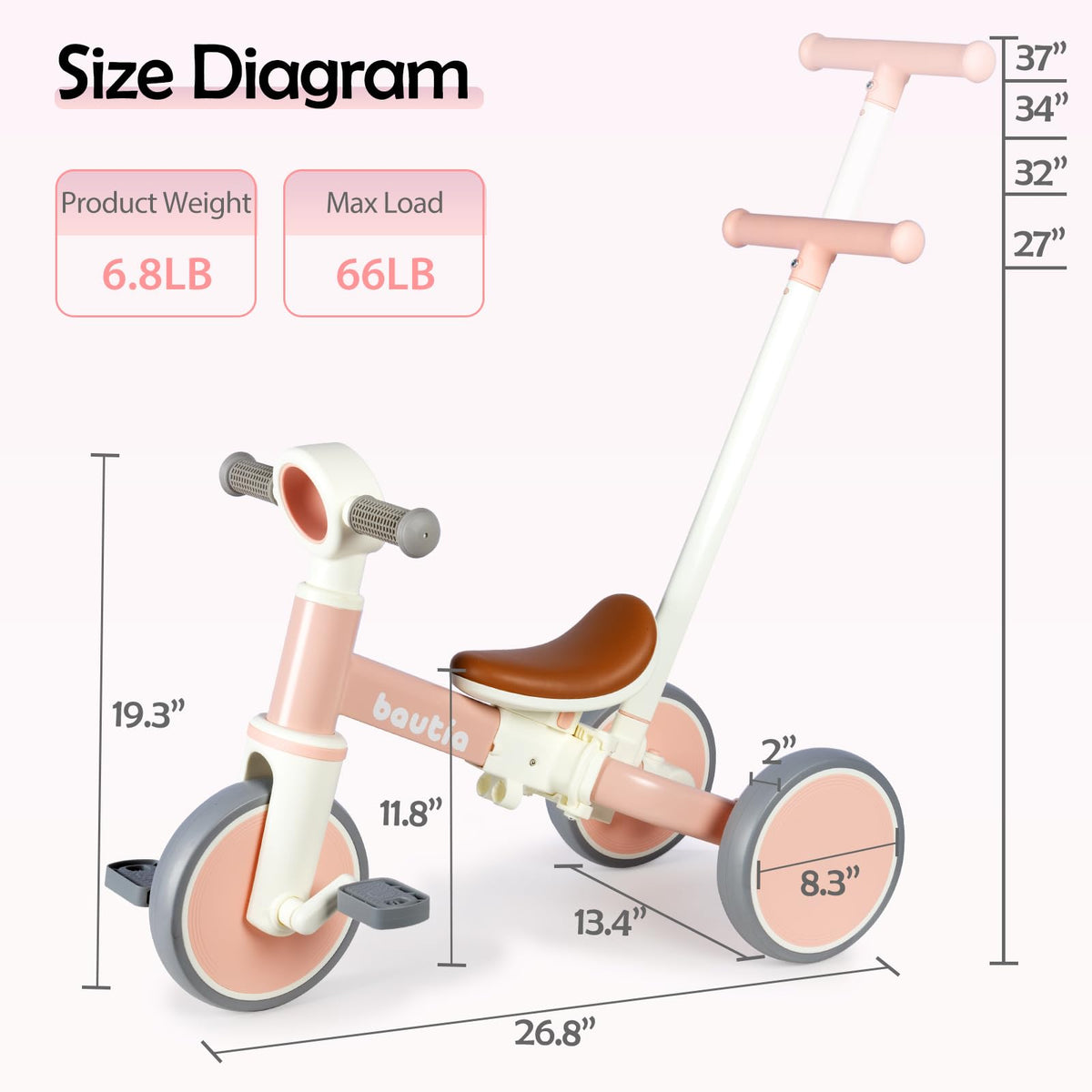 Bautia pedal-removal-easy-assembly showcases quick, tool-free setup for parents.