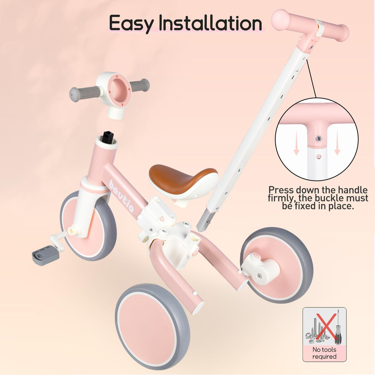 Bautia-widened-eva-foam-wheels provide smooth, quiet rides indoors or outdoors.