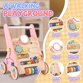 Bautia wooden baby walker alphabet wheel promotes letter learning on the move