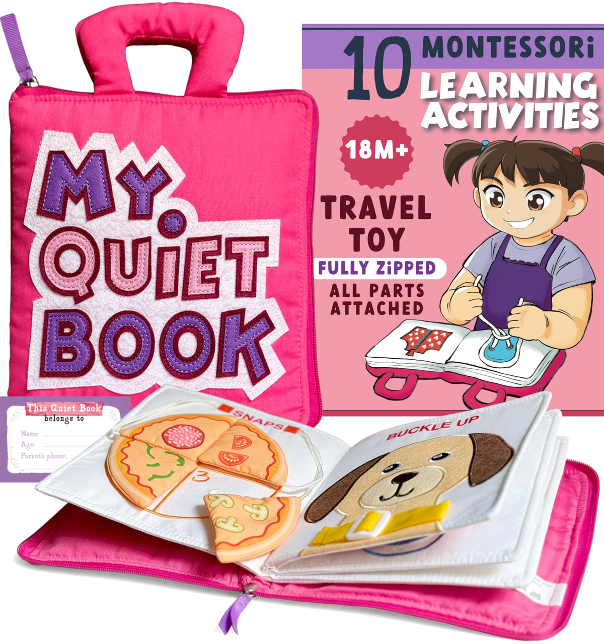 BAVY My Quiet Book cover, inviting travel-ready toddler play