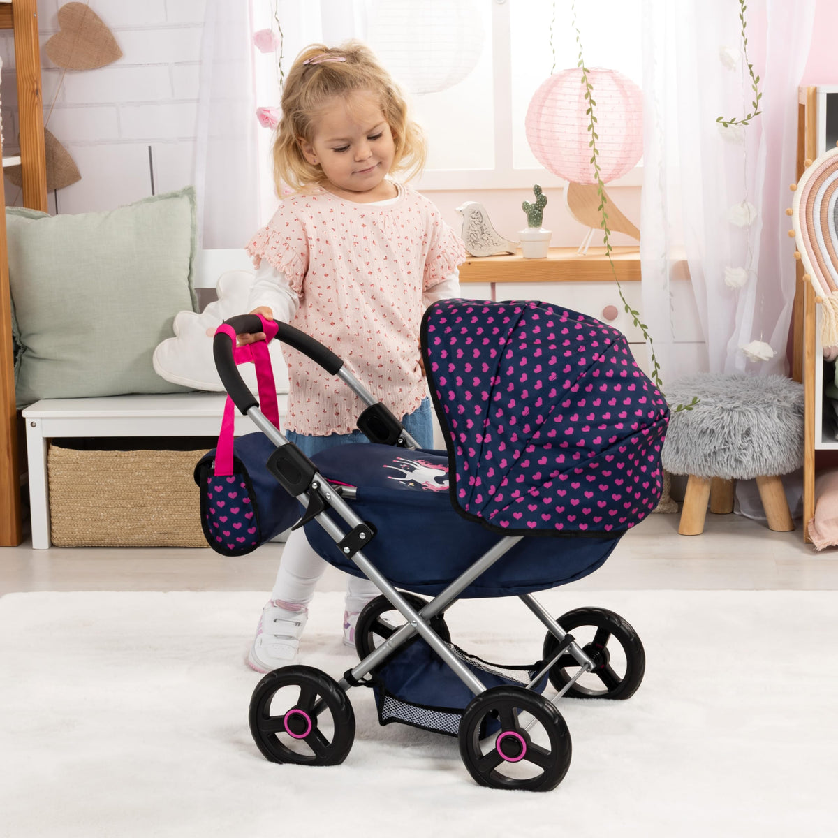 Bayer 4-in-1 doll pram basket and shoulder bag for accessories