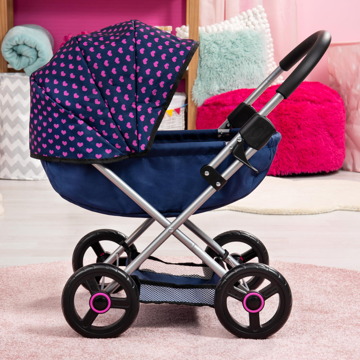 Bayer 4-in-1 doll pram folds compactly for travel and storage