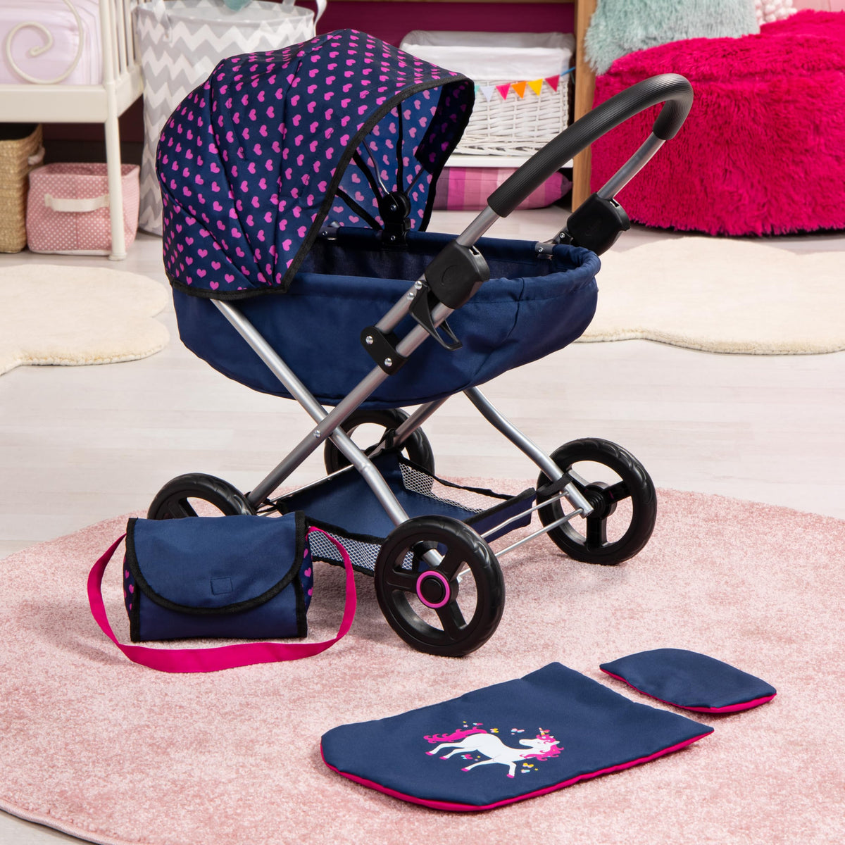 Bayer 4-in-1 doll pram large wheels ease pushing on uneven ground