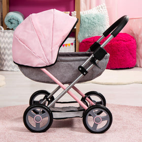 Compact fold enables easy storage and on-the-go play with Bayer stroller.
