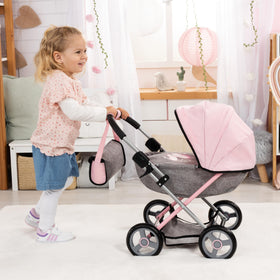 Smooth-gliding wheels with pink accents support easy movement on various surfaces.