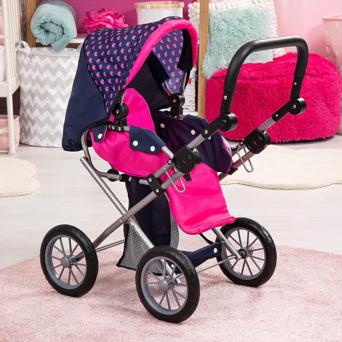 Bayer City Star Doll Stroller adjustable handle from 30 to 65 cm for growing children.