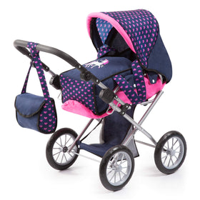 Bayer City Star Doll Stroller carriage bassinet for dolls up to 46 cm, great for imaginative play.