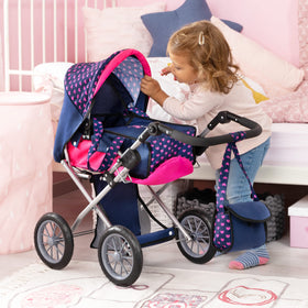 Bayer City Star Doll Stroller changing bag included for accessories and organization.