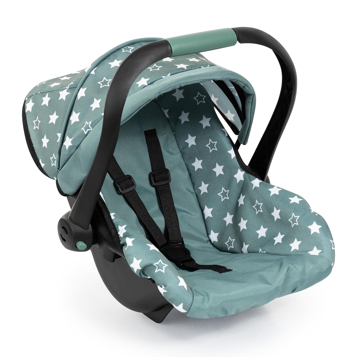 Bayer Design Deluxe Car Seat with grey-green stars fabric for imaginative play.