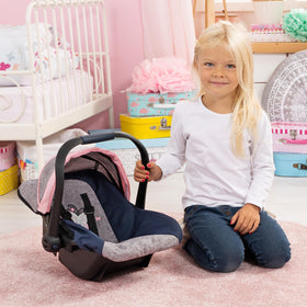 Ergonomic handle on Bayer Design Dolls car seat for easy carrying