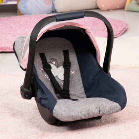 Sun canopy on Bayer Design Dolls car seat protects face from sun