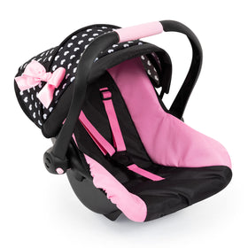 Bayer Design Dolls deluxe car seat with hearts pattern for dolls up to 18 inches, ideal for travel