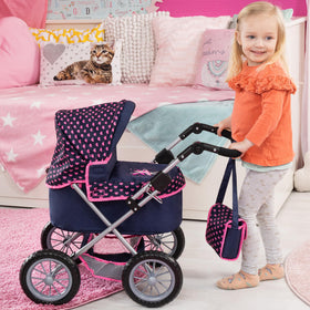 Bayer Design Trendy Pram with four large wheels handles uneven terrain.
