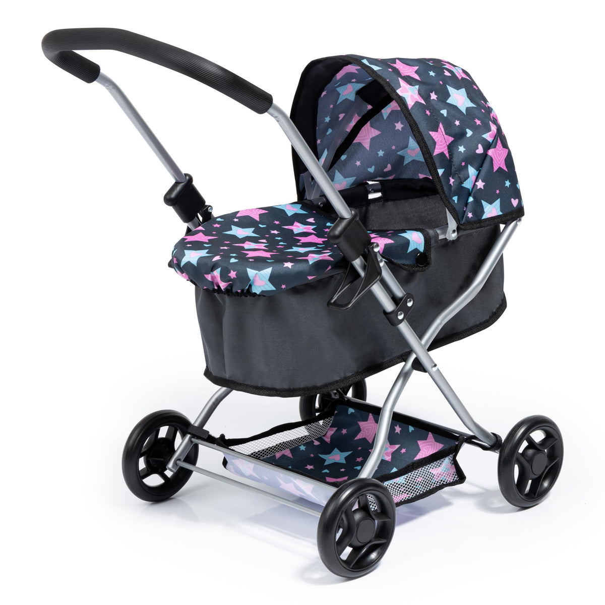 Bayer Doll Pram with adjustable handle for growing kids and easy steering.