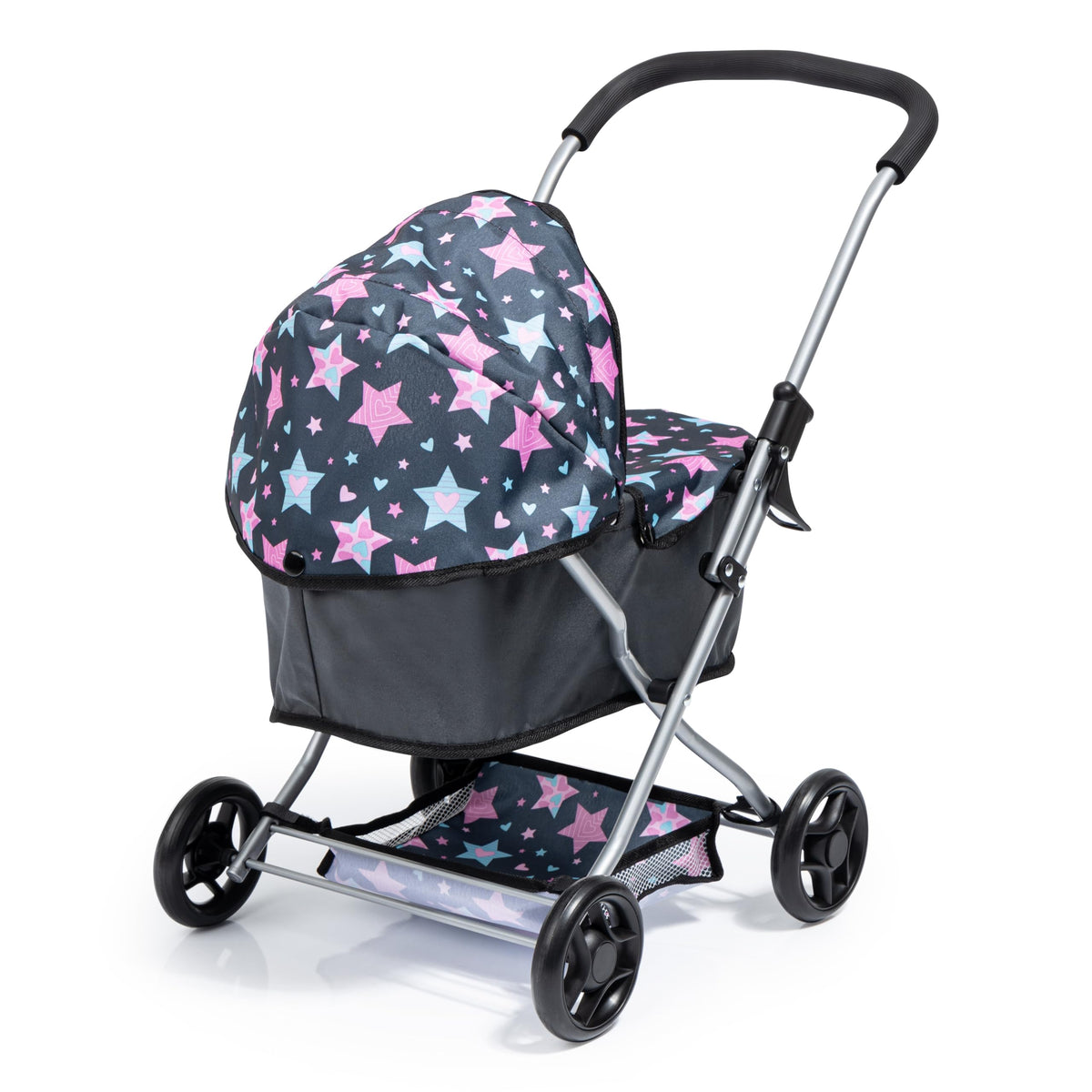 Bayer Star-pattern canopy shields 46 cm dolls from sun and wind.
