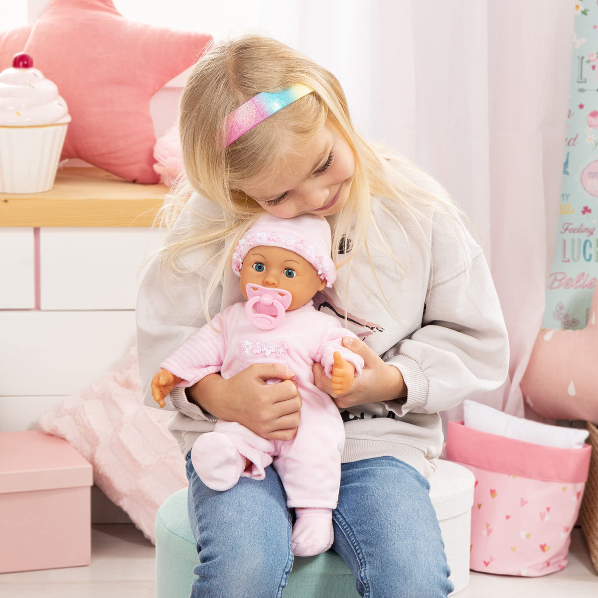 Bayer First Words Baby doll soft-body design ideal for small hands