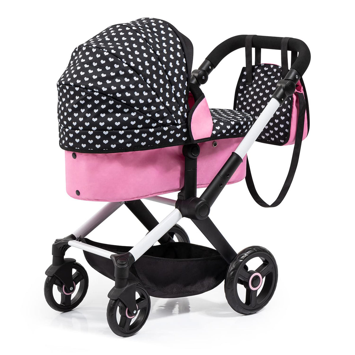 Bayer Pram Xeo Reborn includes a coordinating handbag for easy carry.