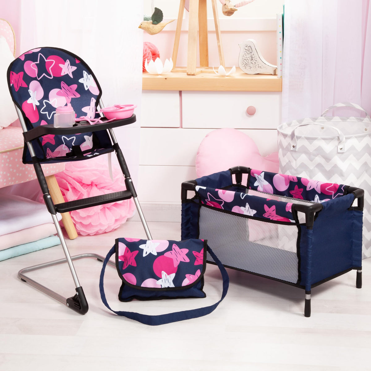 Bayer Real Life Baby Doll 9-in-1 set shown in showbox packaging
